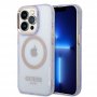 Guess Maska za iPhone 14 Pro GOLD OUTLINE TRANSLUCENT Purple MagSafe - slika 1