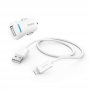 HAMA Auto Punjac Za IPhone, MFI, Beli, 12W, 5V/2,4A, 1m - slika 1