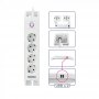 COMMEL Uticnica 4-Struka + 2xUSB, Prenaponska Zastita, 2m Bela HO5VV-F 3G1.5 C380-108 - slika 3