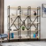 HANAH HOME Polica za knjige Elston 1800 4 Black Oak - slika 3