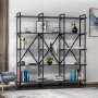 HANAH HOME Polica za knjige Elston 1800 4 Black Anthracite - slika 3