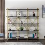 HANAH HOME Polica za knjige Elston 1800 4 Gold Anthracite - slika 2