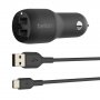 BELKIN CCE001BT1MBK crni auto punjač 2xUSB-A+kabl USB-A na USB-C - slika 1