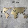WALLXPERT Zidna dekoracija World Map Silhouette XL Gold - slika 3