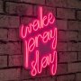 WALLXPERT Dekorativna rasveta Wake Pray Slay Pink - slika 2
