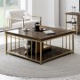 HANAH HOME Sto za dnevnu sobu Zenn Walnut Gold - slika 4