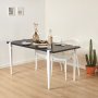 HANAH HOME Trpezarijski sto Eurotas AnthraciteWhite - slika 2