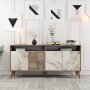 HANAH HOME Komoda Milan 160 Walnut White Marble - slika 1