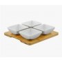 DAJAR Porcelanski set 4 črtvrtaste činije sa daskom od bambusa DJ45577 - slika 2