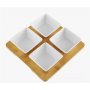 DAJAR Porcelanski set 4 črtvrtaste činije sa daskom od bambusa DJ45577 - slika 1