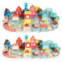 ECO TOYS Edukativne drvene kocke CITY SET sa podlogom 88kom - slika 1