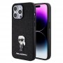 KARL LAGERFELD Maska za iPhone 15 Pro Max IKONIK FIXED GLITTER IKONIK LOGO METAL PIN BLACK - slika 1