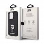KARL LAGERFELD Maska za iPhone 15 Pro IKONIK FIXED GLITTER IKONIK LOGO METAL PIN BLACK - slika 2