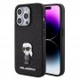 KARL LAGERFELD Maska za iPhone 15 Pro IKONIK FIXED GLITTER IKONIK LOGO METAL PIN BLACK - slika 1