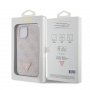 Guess Maska za iPhone 15 LEATHER 4G TRIANGLE STRASS PINK - slika 2