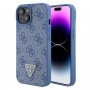 Guess Maska za iPhone 15 Plus LEATHER 4G TRIANGLE STRASS BLUE - slika 1