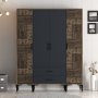 HANAH HOME Garderober Kumsal PTP Walnut Anthracite - slika 1