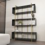 HANAH HOME Polica za knjige Bruti Anthracite Gold - slika 3