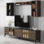 HANAH HOME Set za dnevnu sobu Gold Set Anthracite Walnut - slika 3