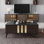HANAH HOME Set za dnevnu sobu Gold Set Anthracite Walnut - slika 4