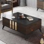 HANAH HOME Set za dnevnu sobu Gold Set Anthracite Walnut - slika 5