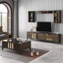 HANAH HOME Set za dnevnu sobu Gold Set Anthracite Walnut - slika 1