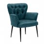HANAH HOME Fotelja Paris Black Metal Petrol Blue - slika 1