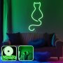 OPVIQ Zidna LED dekoracija Daisy the Cat Medium Green - slika 1