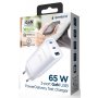 GEMBIRD TA-UC-PDQC65-01-W Gembird 3-port 65W GaN USB PowerDelivery fast charger, white - slika 1
