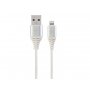 GEMBIRD CC-USB2B-AMLM-2M-BW2 Premium cotton braided 8-pin charging and data cable, 2m, silver/white - slika 1