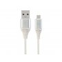 GEMBIRD CC-USB2B-AMmBM-1M-BW2 Premium cotton braided Micro-USB charging -data cable,1m, silver/white - slika 1
