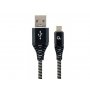 GEMBIRD CC-USB2B-AMmBM-2M-BW Premium cotton braided Micro-USB charging - data cable,2m, black/white - slika 1