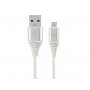 GEMBIRD CC-USB2B-AMmBM-2M-BW2 Premium cotton braided Micro-USB charging -data cable,2m, silver/white - slika 1