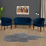 Atelier del Sofa Sofa i fotelja Daisy Walnut Wooden Dark Blue - slika 1