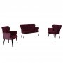 Atelier del Sofa Sofa i dve fotelje Paris Black Metal Claret Red - slika 4