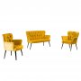 Atelier del Sofa Sofa i dve fotelje Paris Black Metal Mustard - slika 4