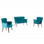 Atelier del Sofa Sofa i dve fotelje Paris Black Metal Petrol Blue - slika 4