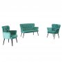 Atelier del Sofa Sofa i dve fotelje Paris Black Metal Sea Green - slika 4