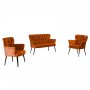Atelier del Sofa Sofa i dve fotelje Paris Black Metal Tile Red - slika 4