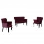 Atelier del Sofa Sofa i dve fotelje Paris Black Wooden Claret Red - slika 4