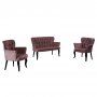 Atelier del Sofa Sofa i dve fotelje Paris Black Wooden Dusty Rose - slika 4
