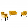 Atelier del Sofa Sofa i dve fotelje Paris Black Wooden Mustard - slika 4