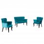 Atelier del Sofa Sofa i dve fotelje Paris Black Wooden Petrol Blue - slika 4