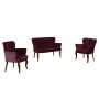 Atelier del Sofa Sofa i dve fotelje Paris Walnut Wooden Claret Red - slika 4