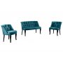Atelier del Sofa Sofa i fotelja Roma Black Wooden Petrol Blue - slika 2