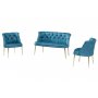 Atelier del Sofa Sofa i fotelja Roma Gold Metal Petrol Blue - slika 2