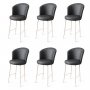 HANAH HOME Set 6 barskih stolica Uras Anthracite White - slika 1