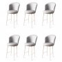 HANAH HOME Set 6 barskih stolica Uras Grey White - slika 1