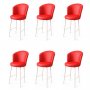 HANAH HOME Set 6 barskih stolica Uras Red White - slika 1