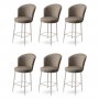 HANAH HOME Set 6 barskih stolica Alte Cappuccino Chrome - slika 1